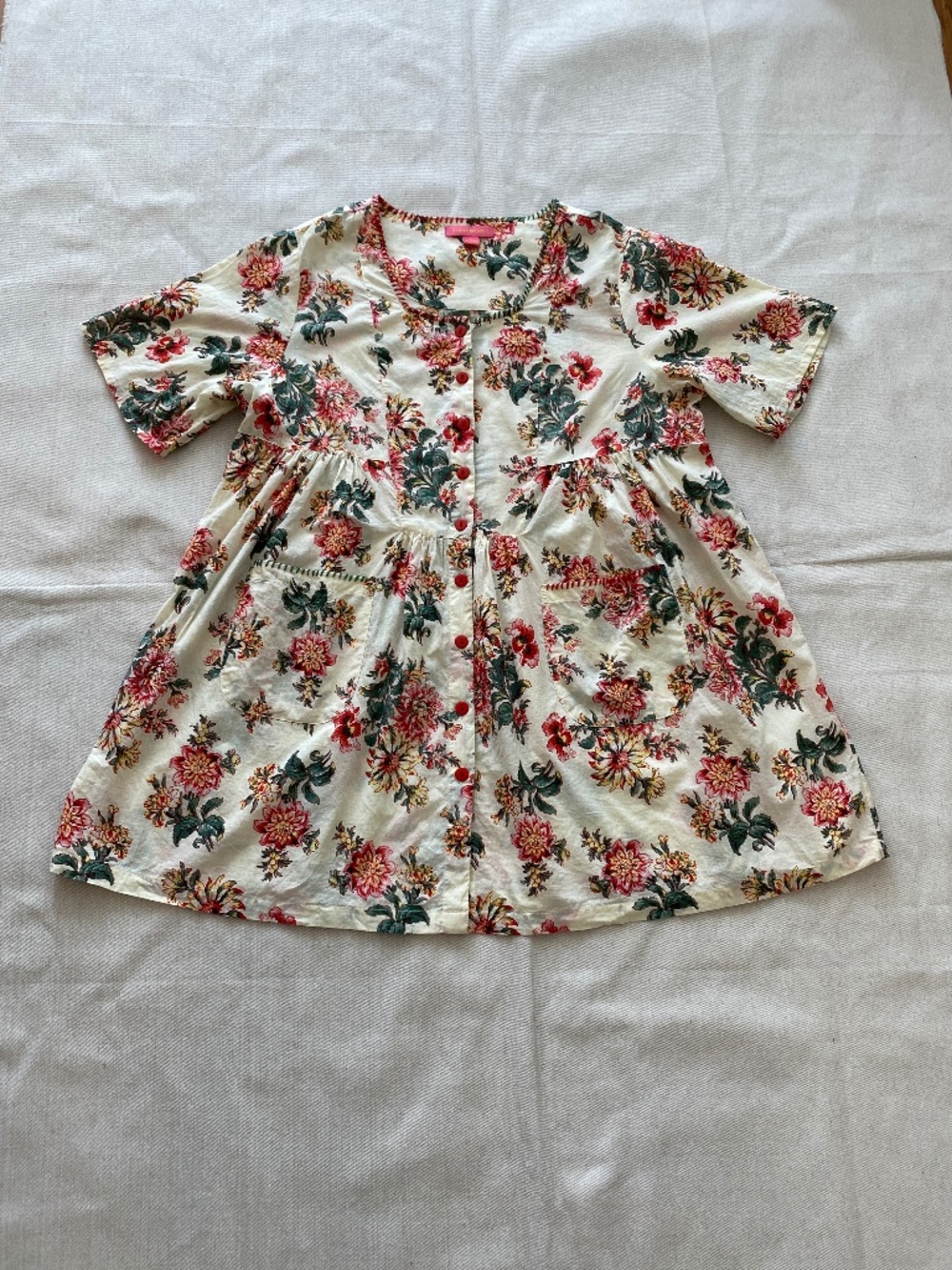 April Cornell Floral Cotton Mini Dress Size L